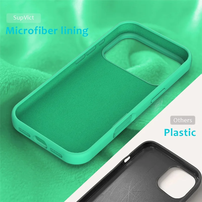 For iPhone 17 Pro Max Case Drop Proof Liquid Silicone Soft Lining Back Phone Cover - Green-Cellmalls