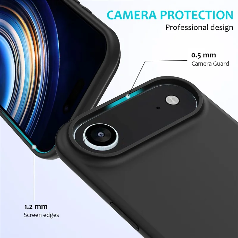 For iPhone 17 Air Case Drop Proof Liquid Silicone Soft Lining Back Phone Cover - Black-Cellmalls