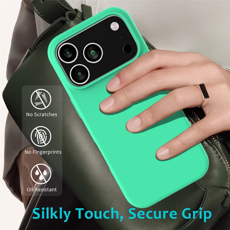 For iPhone 17 Pro Max Case Drop Proof Liquid Silicone Soft Lining Back Phone Cover - Green-Cellmalls