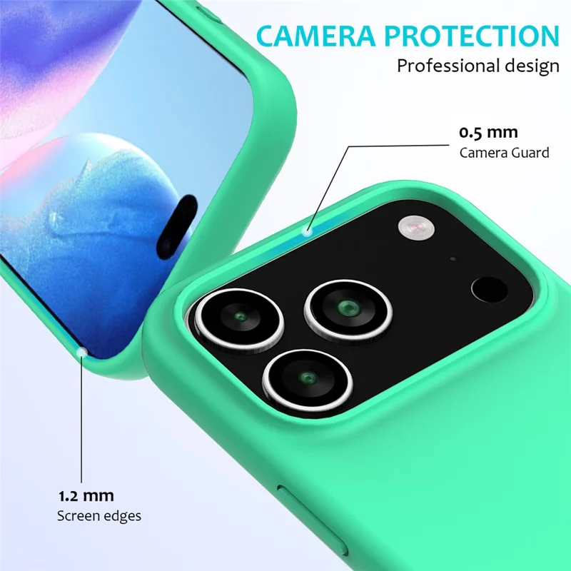 For iPhone 17 Pro Max Case Drop Proof Liquid Silicone Soft Lining Back Phone Cover - Green-Cellmalls