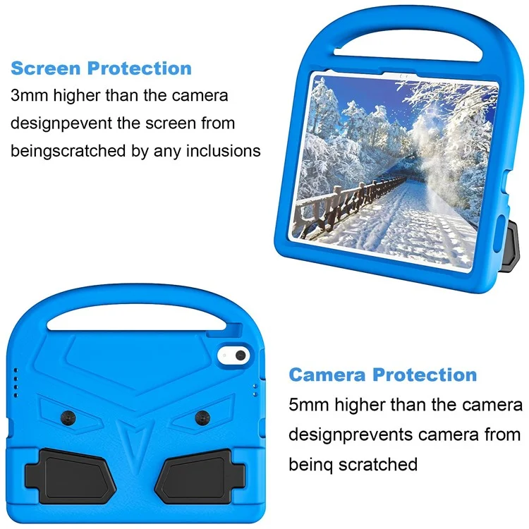 For iPad (2025) / 10.9 (2022) Sparrow Style EVA Case Foldable Kickstand Drop-Proof Tablet Protective Cover with Portable Handle - Blue-Cellmalls