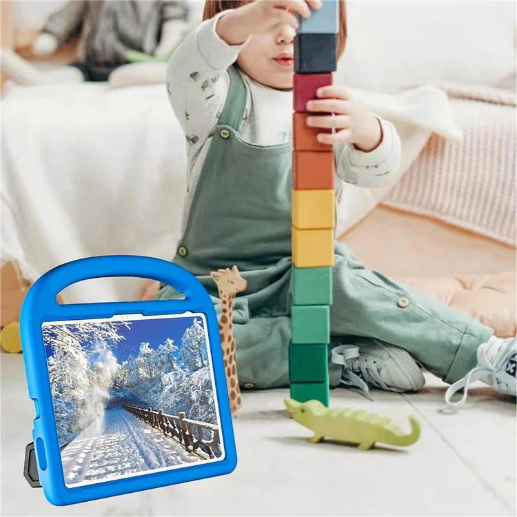 For iPad (2025) / 10.9 (2022) Sparrow Style EVA Case Foldable Kickstand Drop-Proof Tablet Protective Cover with Portable Handle - Blue-Cellmalls