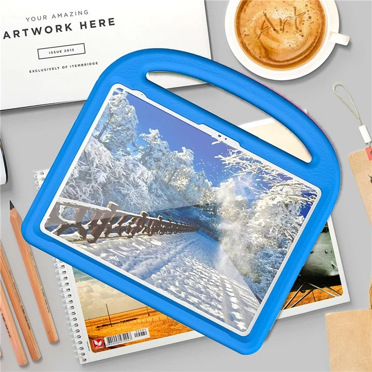 For iPad (2025) / 10.9 (2022) Sparrow Style EVA Case Foldable Kickstand Drop-Proof Tablet Protective Cover with Portable Handle - Blue-Cellmalls