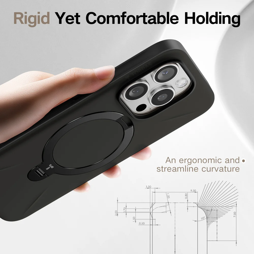 TORRAS Ostand Q Pro Series For iPhone 16 Pro Max Case Kickstand TPU+PC Phone Cover Compatible with Magsafe - Black-Cellmalls
