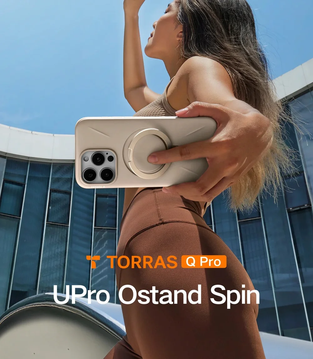 TORRAS Ostand Q Pro Series For iPhone 15 Pro Case Kickstand TPU+PC Phone Cover Compatible with Magsafe - Desert Gold-Cellmalls