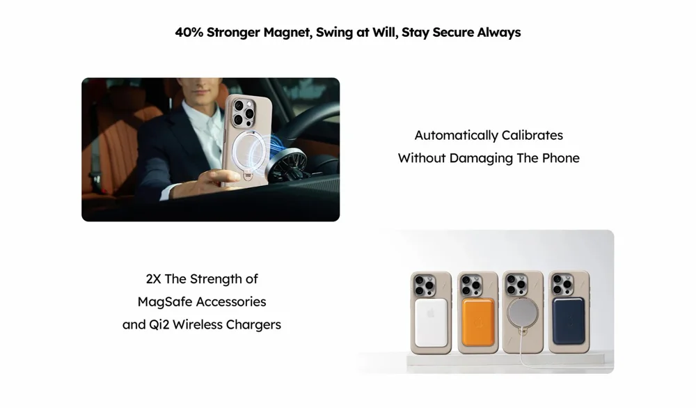 TORRAS Ostand Q Pro Series For iPhone 15 Pro Case Kickstand TPU+PC Phone Cover Compatible with Magsafe - Desert Gold-Cellmalls