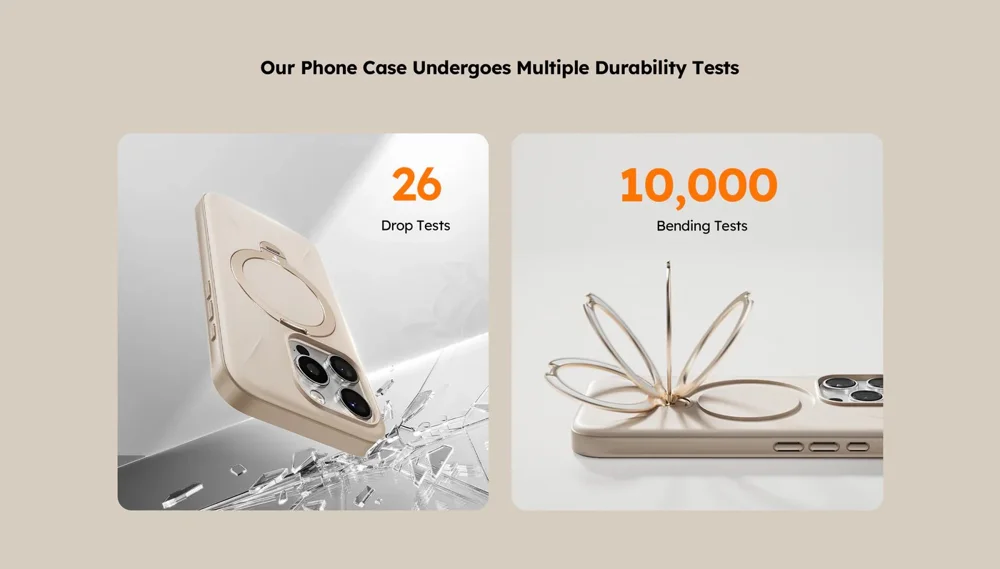 TORRAS Ostand Q Pro Series For iPhone 15 Pro Max Case Kickstand TPU+PC Phone Cover Compatible with Magsafe - Desert Gold-Cellmalls