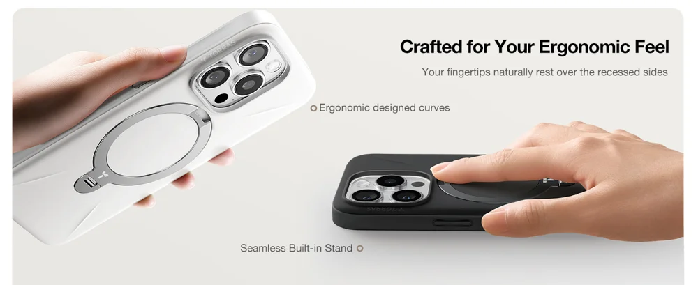 TORRAS Ostand Q Pro Series For iPhone 16 Pro Max Case Kickstand TPU+PC Phone Cover Compatible with Magsafe - Black-Cellmalls