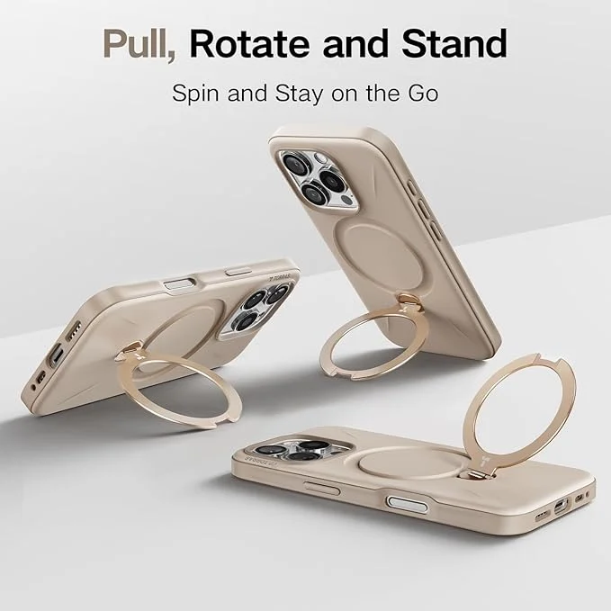 TORRAS Ostand Q Pro Series For iPhone 16 Case Kickstand TPU+PC Phone Cover Compatible with Magsafe, Desert Gold-Cellmalls