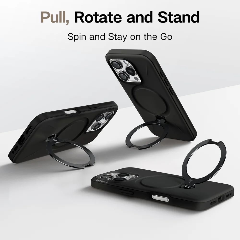 TORRAS Ostand Q Pro Series For iPhone 16 Pro Max Case Kickstand TPU+PC Phone Cover Compatible with Magsafe - Black-Cellmalls