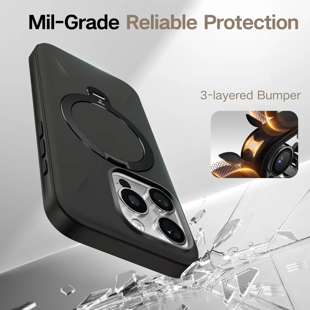 TORRAS Ostand Q Pro Series For iPhone 16 Case Kickstand TPU+PC Phone Cover Compatible with Magsafe, Desert Gold-Cellmalls