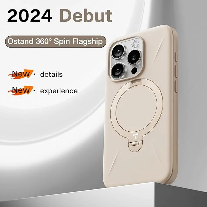 TORRAS Ostand Q Pro Series For iPhone 16 Case Kickstand TPU+PC Phone Cover Compatible with Magsafe, Desert Gold-Cellmalls