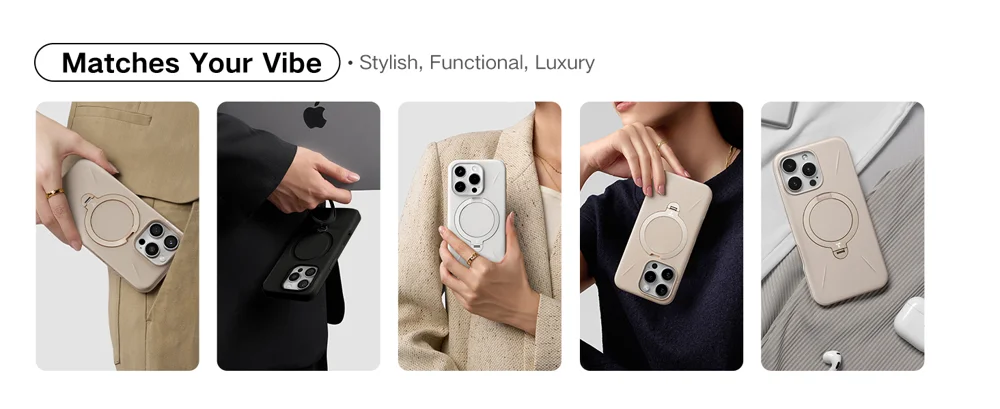 TORRAS Ostand Q Pro Series For iPhone 16 Case Kickstand TPU+PC Phone Cover Compatible with Magsafe, Desert Gold-Cellmalls