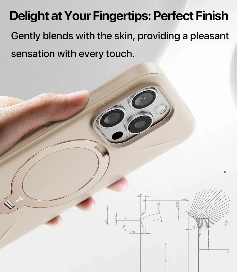 TORRAS Ostand Q Pro Series For iPhone 15 Pro Case Kickstand TPU+PC Phone Cover Compatible with Magsafe - Desert Gold-Cellmalls