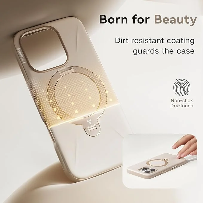 TORRAS Ostand Q Pro Series For iPhone 16 Case Kickstand TPU+PC Phone Cover Compatible with Magsafe, Desert Gold-Cellmalls