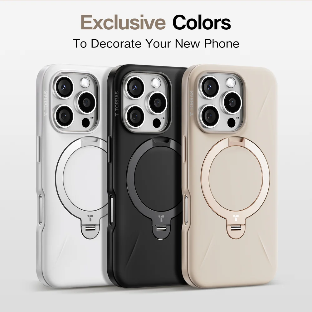 TORRAS Ostand Q Pro Series For iPhone 16 Pro Case Kickstand TPU+PC Phone Cover Compatible with Magsafe - Black-Cellmalls