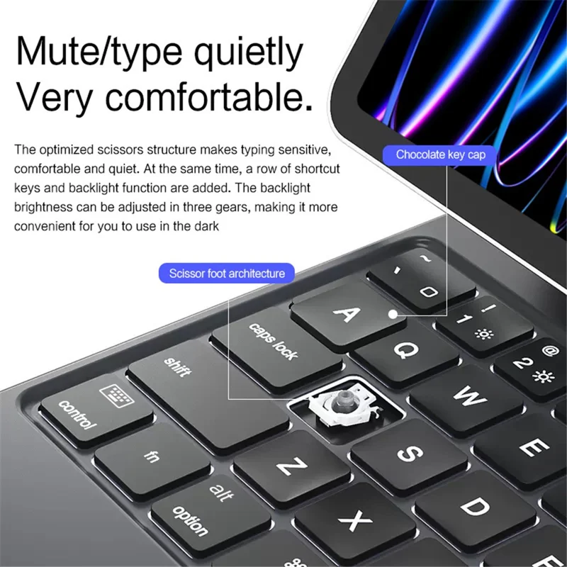 For iPad Pro 11 (2024) Magnetic Floating Bluetooth-compatible Keyboard + Leather Tablet Case - Black-Cellmalls