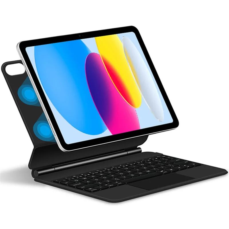 For iPad (2025) / 10.9 (2022) Magnetic Floating Bluetooth-Compatible Keyboard + Leather Tablet Case - Black-Cellmalls