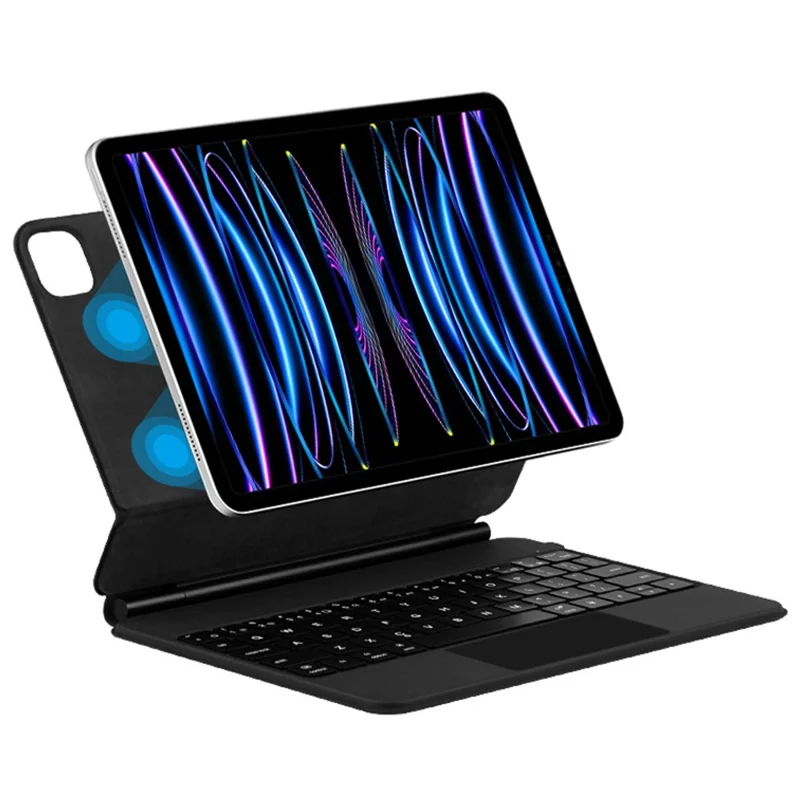 For iPad Air 11 (2025) / (2024) / Air (2022) / (2020) / Pro 11 (2022) / (2021) / (2020) / (2018) Magnetic Bluetooth-compatible Keyboard Leather Case - Black-Cellmalls