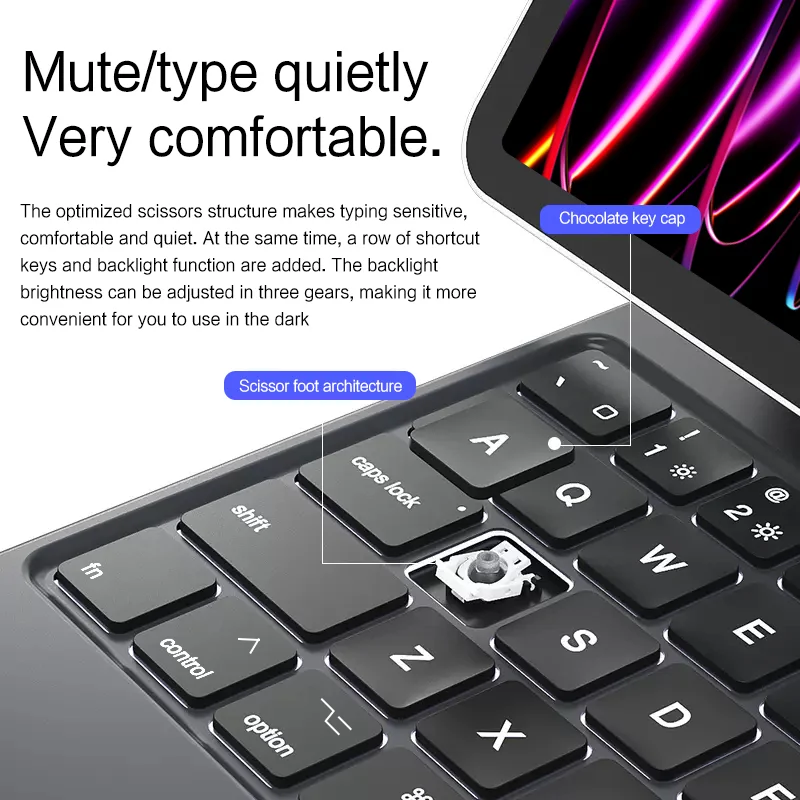 JIUYU For iPad Pro 12.9 (2020) / (2021) / (2022) Magnetic Floating Bluetooth-compatible Keyboard + Leather Tablet Case-Cellmalls