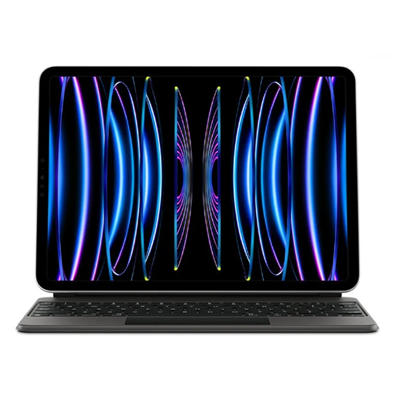 Bluetooth-Compatible Keyboard for iPad Air 13 (2025) / (2024) / Pro 12.9 (2022) / (2021) / (2020) / (2018) Leather Tablet Case - Black-Cellmalls