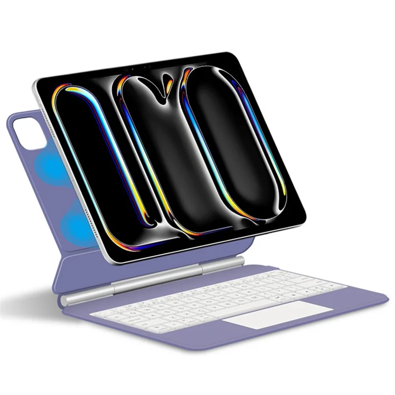 For iPad Pro 13 (2024) Magnetic Floating Bluetooth-compatible Keyboard + Leather Tablet Case - Black-Cellmalls