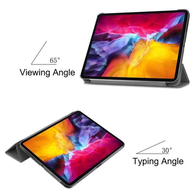 Stable Tri-fold Stand Auto Sleep/Wake Leather Stand Case for iPad Pro 11-inch (2021) - Grey-Cellmalls