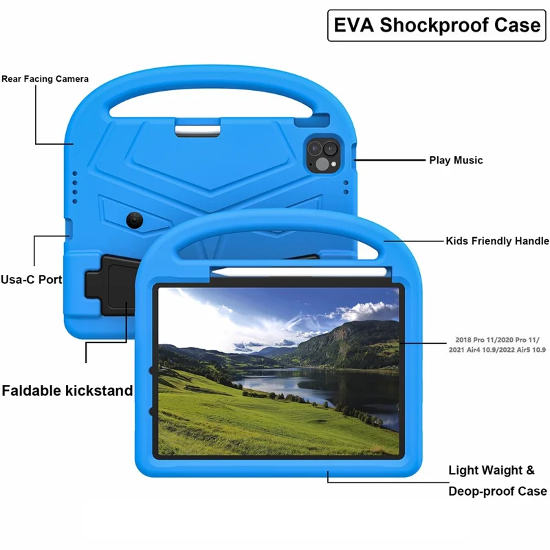 For iPad Pro 11 (2024) Case Sparrow Style EVA Tablet Cover with Kickstand - Blue-Cellmalls