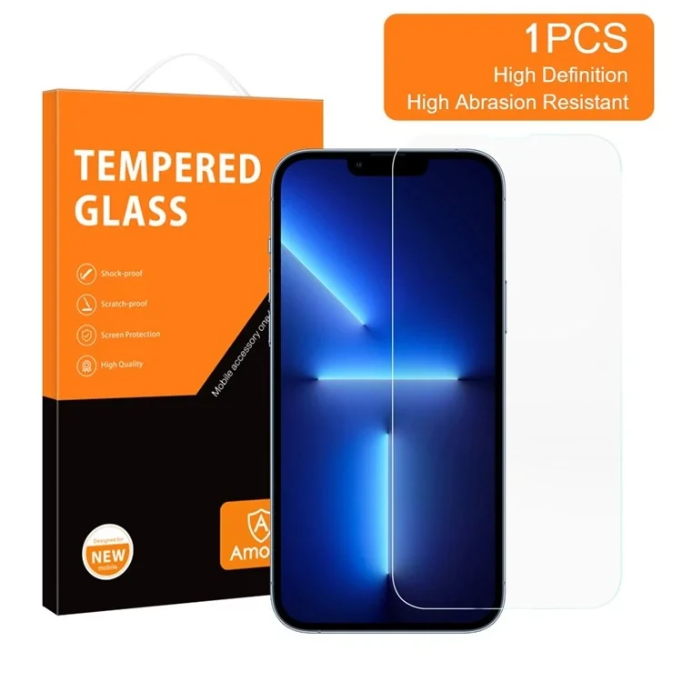 AMORUS For iPhone 13 / 13 Pro / 14 Anti-explosion Screen Protector Scratch-resistant 2.5D High Aluminum-silicon Glass Film-Cellmalls