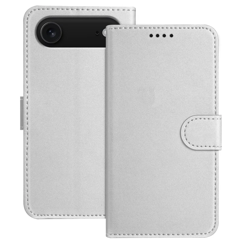 For iPhone 17 Air Leather Case Wallet Stand Solid Color Anti Drop Phone Cover - Black-Cellmalls