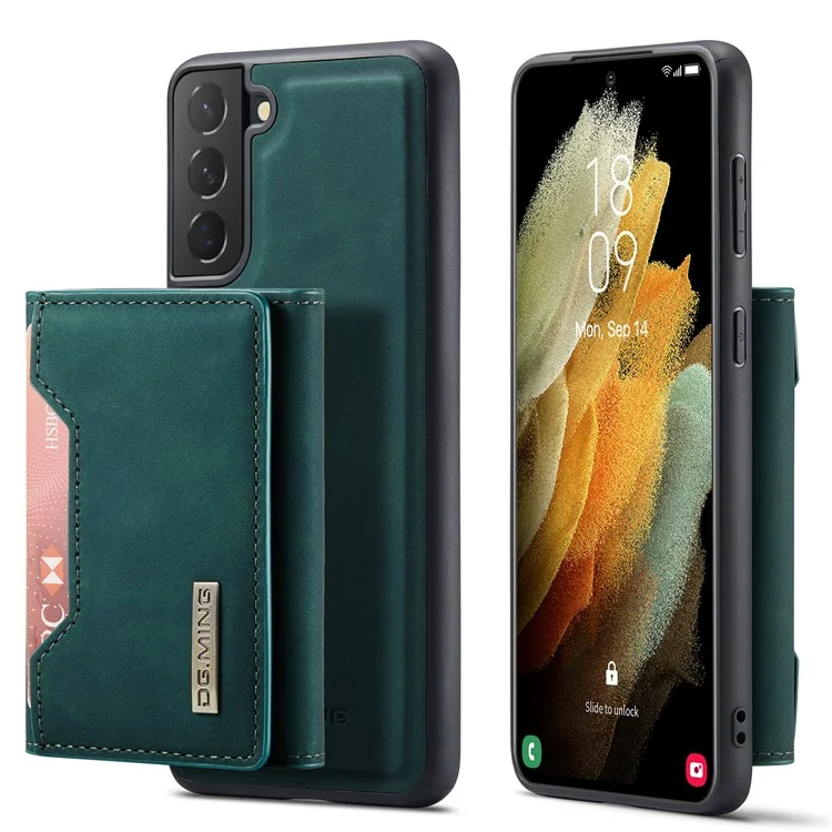 DG.MING M2 Series Detachable Wallet Design Hybrid Case with Kickstand for Samsung Galaxy S21 FE - Black-Cellmalls