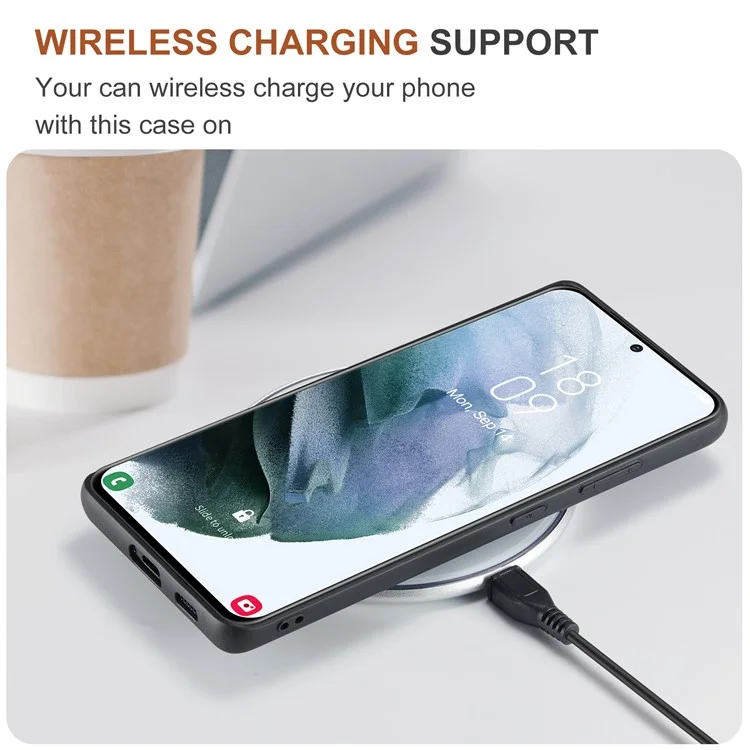 DG.MING M2 Series Magnetic Tri-fold Wallet Design Kickstand Cover Leather Phone Case Shell for Samsung Galaxy S21 Ultra 5G - Black-Cellmalls