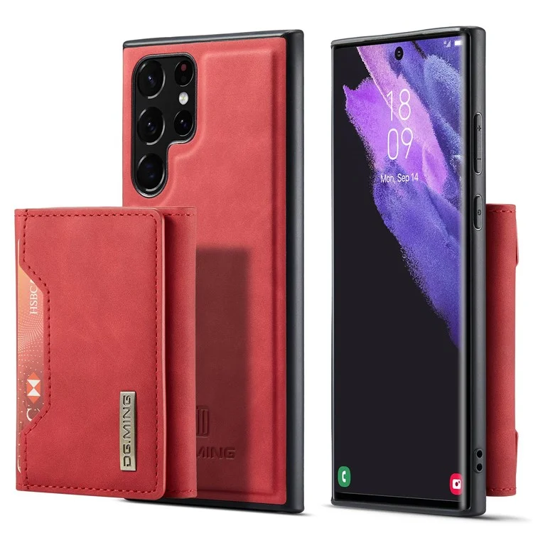 DG.MING M2 Series Protective Case for Samsung Galaxy S23 Ultra Detachable Wallet Phone Case Anti-Drop Shockproof Cover with Kickstand - Black-Cellmalls