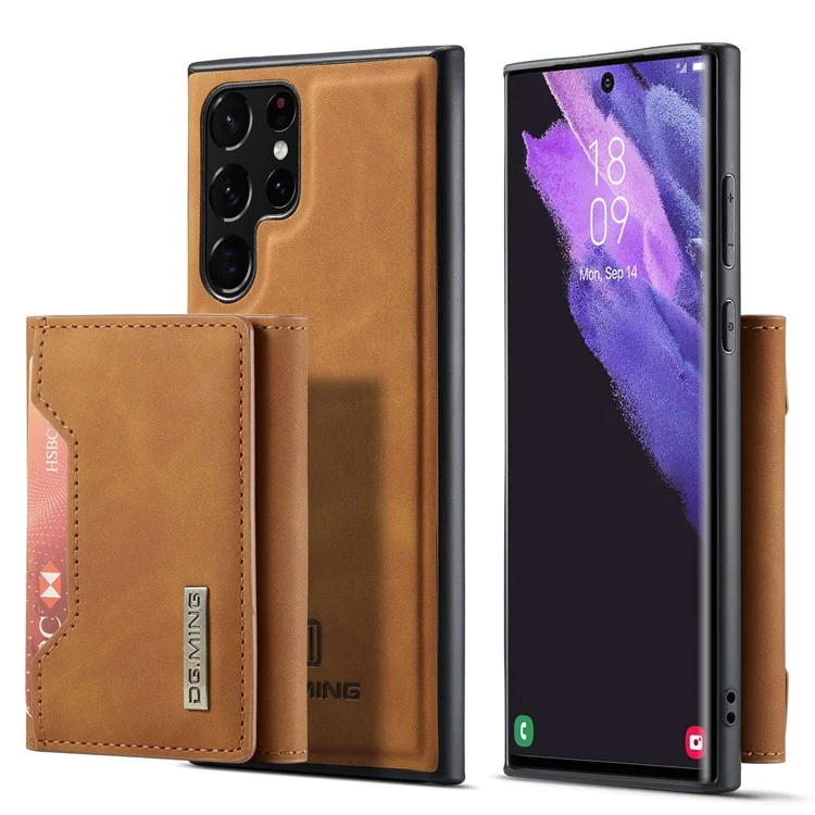 DG.MING M2 Series Protective Case for Samsung Galaxy S23 Ultra Detachable Wallet Phone Case Anti-Drop Shockproof Cover with Kickstand - Black-Cellmalls