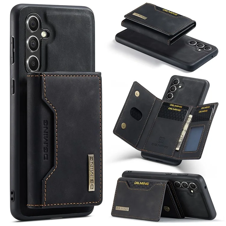 DG.MING M2 Series for Samsung Galaxy S23 FE Detachable Wallet Phone Case Kickstand Leather Coated TPU+PC Cover - Brown-Cellmalls