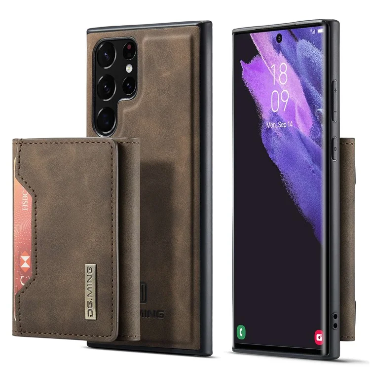 DG.MING M2 Series Protective Case for Samsung Galaxy S23 Ultra Detachable Wallet Phone Case Anti-Drop Shockproof Cover with Kickstand - Black-Cellmalls