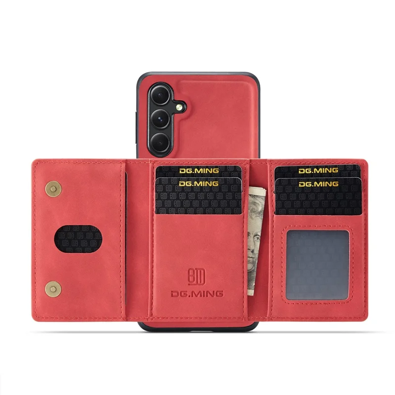 DG.MING M2 Series for Samsung Galaxy S24 FE Case PU+PC+TPU Phone Cover Detachable Wallet - Red-Cellmalls