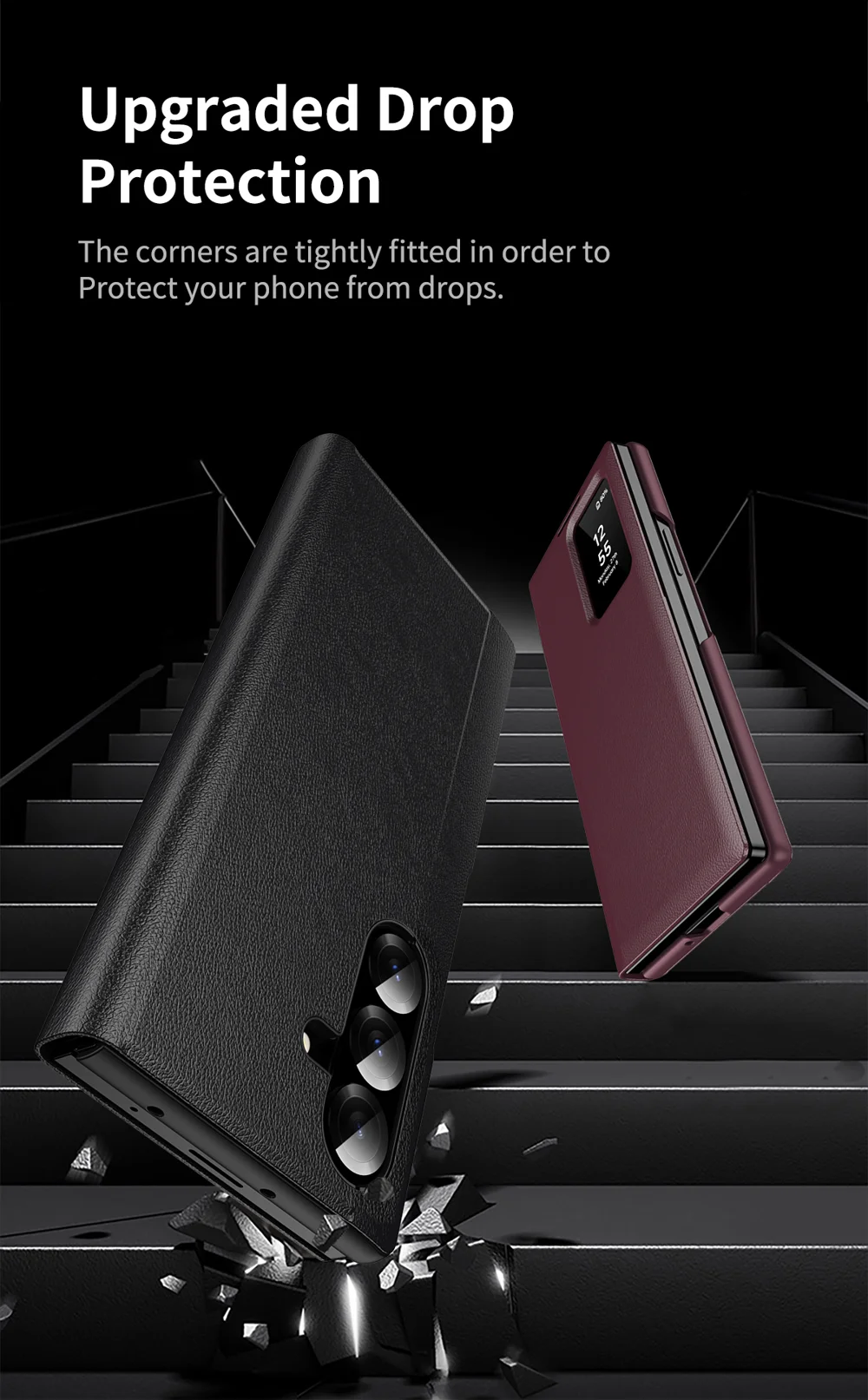 For Samsung Galaxy Z Fold7 5G Case with Card Holder Smart View Window Leather Phone Cover - Sapphire-Cellmalls