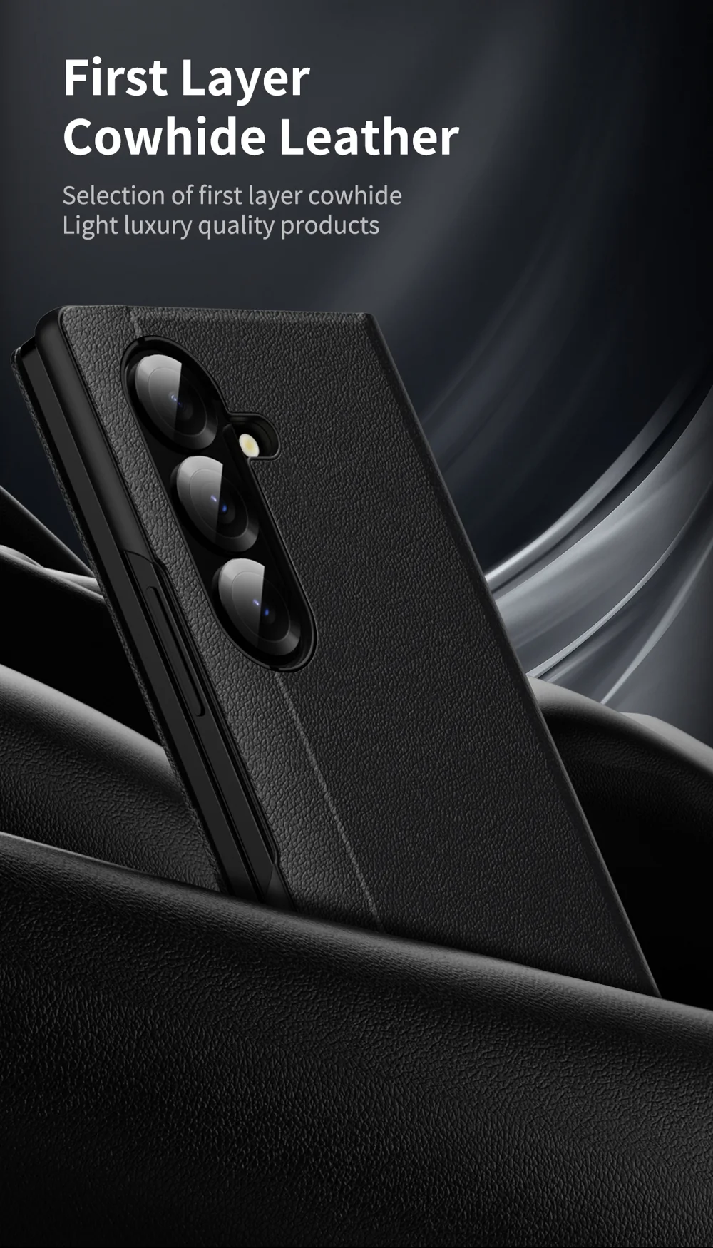 For Samsung Galaxy Z Fold7 5G Case with Card Holder Smart View Window Leather Phone Cover - Sapphire-Cellmalls