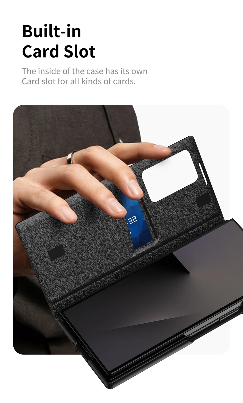 For Samsung Galaxy Z Fold7 5G Case with Card Holder Smart View Window Leather Phone Cover - Sapphire-Cellmalls