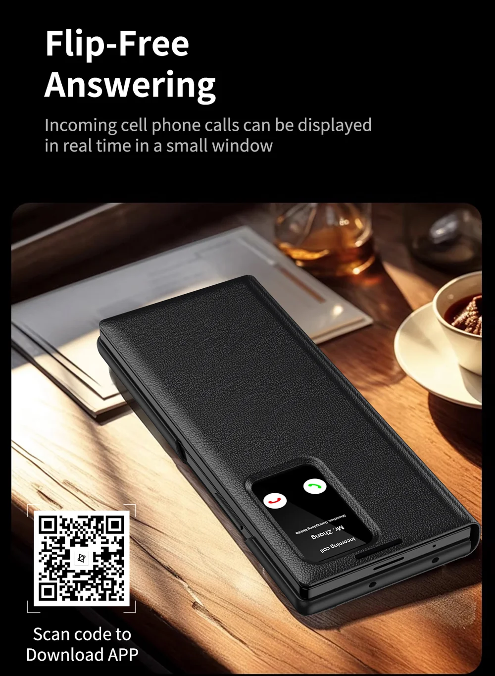 For Samsung Galaxy Z Fold7 5G Case with Card Holder Smart View Window Leather Phone Cover - Sapphire-Cellmalls