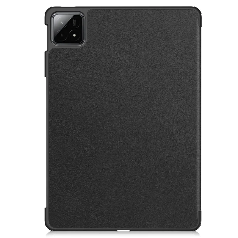 For Xiaomi Pad 6S Pro 12.4 Leather Case Tri-fold Stand Auto Wake / Sleep Smart Shell - Black-Cellmalls