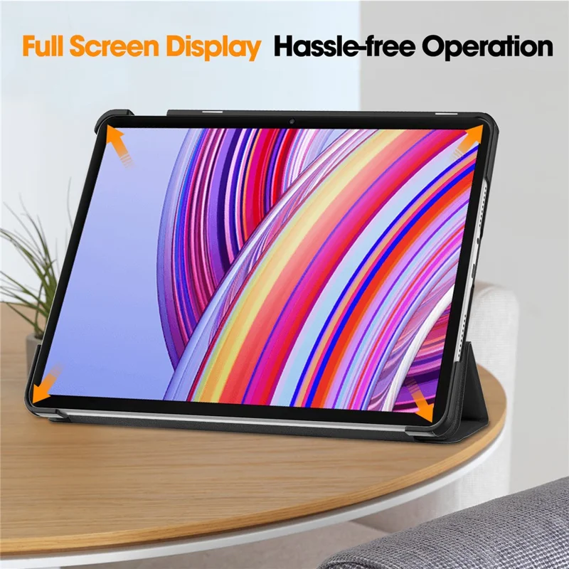 Tablet Case for Xiaomi Redmi Pad Pro / Redmi Pad Pro 5G / Poco Pad Tri-Fold Stand Leather Cover - Black-Cellmalls