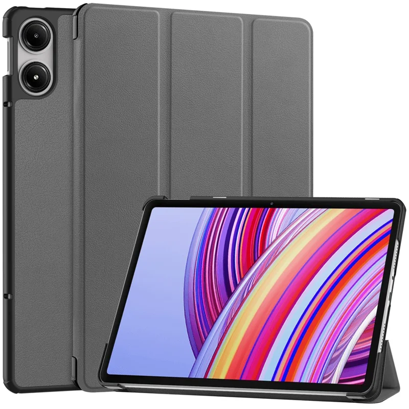 Tablet Case for Xiaomi Redmi Pad Pro / Redmi Pad Pro 5G / Poco Pad Tri-Fold Stand Leather Cover - Black-Cellmalls