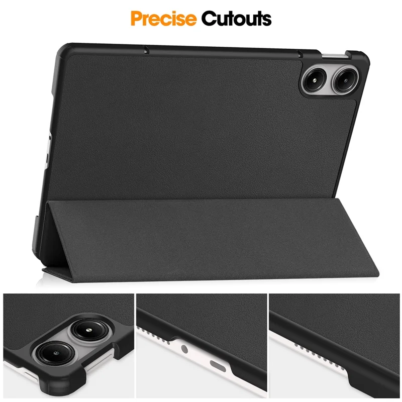 Tablet Case for Xiaomi Redmi Pad Pro / Redmi Pad Pro 5G / Poco Pad Tri-Fold Stand Leather Cover - Black-Cellmalls