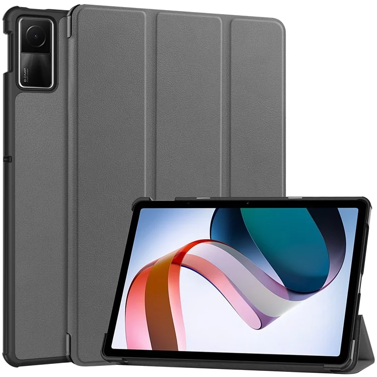 For Xiaomi Redmi Pad SE Tri-Fold Stand Tablet Case Anti-Drop PU Leather Tablet Cover - Black-Cellmalls