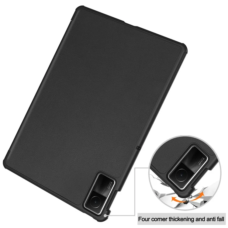 For Xiaomi Redmi Pad SE Tri-Fold Stand Tablet Case Anti-Drop PU Leather Tablet Cover - Black-Cellmalls