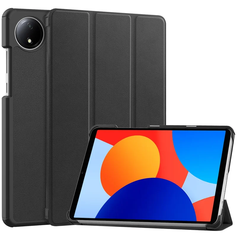 For Xiaomi Redmi Pad SE 4G 8.7 inch Case Anti-Scratch Leather Stand Tablet Cover - Black-Cellmalls