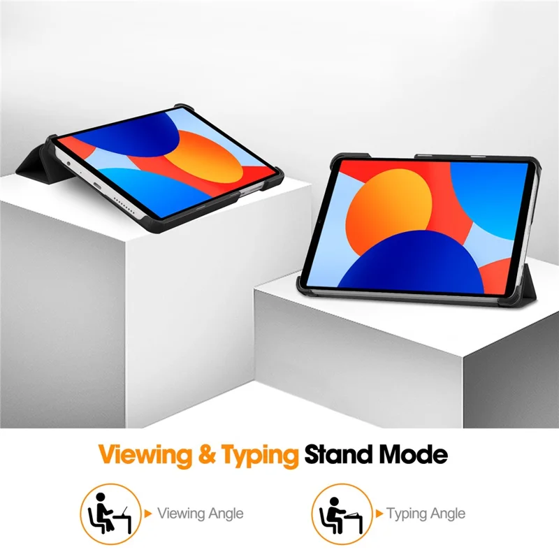 For Xiaomi Redmi Pad SE 4G 8.7 inch Case Anti-Scratch Leather Stand Tablet Cover - Black-Cellmalls