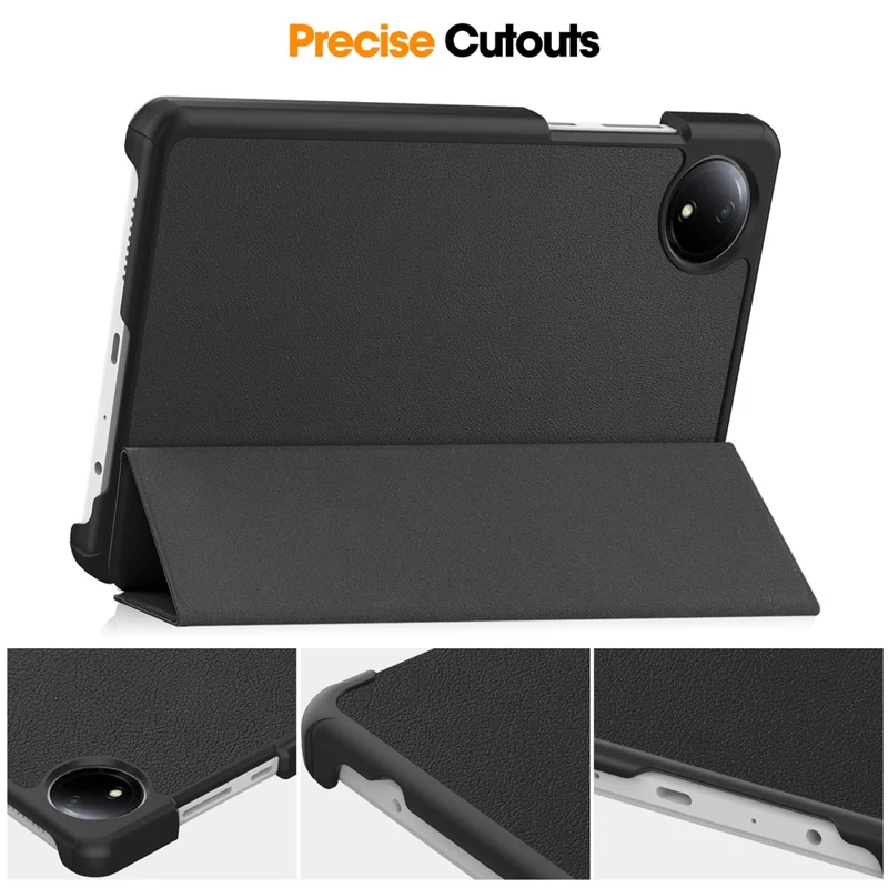 For Xiaomi Redmi Pad SE 4G 8.7 inch Case Anti-Scratch Leather Stand Tablet Cover - Black-Cellmalls